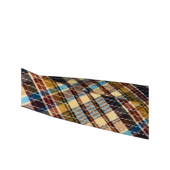 J. Crew Womens Size S/M Fabric Belt Multi Color Plaid Woven Wicker Buckle Preppy - Picture 3 of 6
